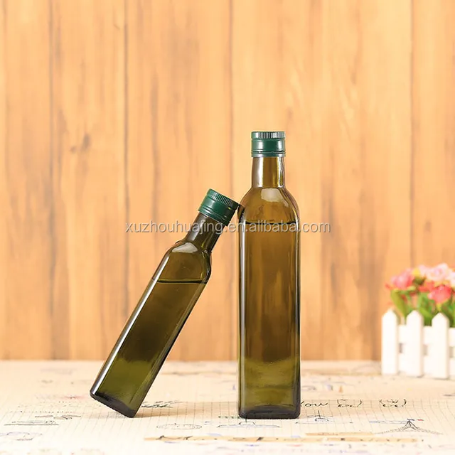 deep green square olive oil glass bottles 250ml 500ml