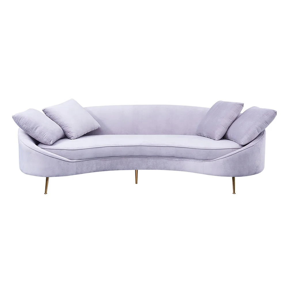 De las patas de acero inoxidable de plata gris boda sofá moderna sala de curva sofá