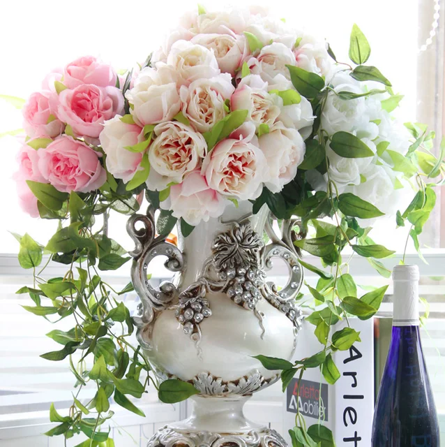 rose peony fake pink flowers plants artificial flower bouquet