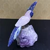 Hand Carved Decorative Amethyst Cluster Rose Quartz Crystal Carving Animal Parrot Satue Craft Gift