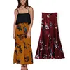 Rayon material printed cotton floral long skirts pleated maxi plus size dress skirt with buttons