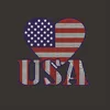 Handmade Rhinestone nailhead American flag emoji bling iron on applique transfer DIY