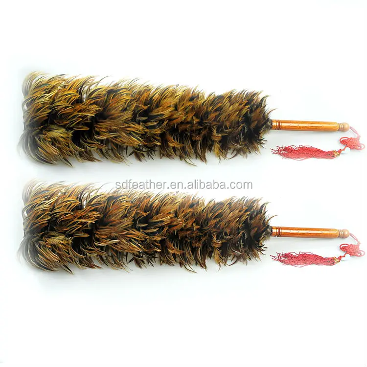 Longo cabo de madeira cor Natural Coque Saddle Feather Duster