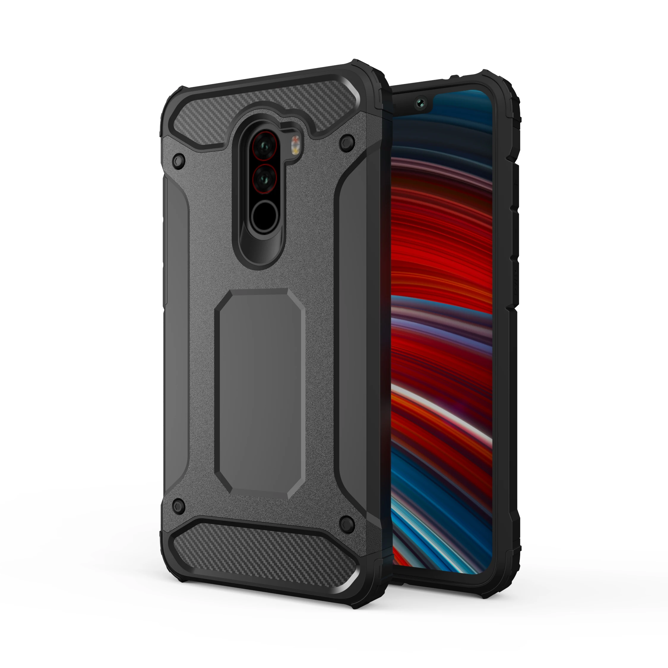 

For Xiaomi pocophone F1 cover case New Arrival Stronger Shockproof Mobile Phone armor capa Protection, Red;black;dark blue;purple.gray