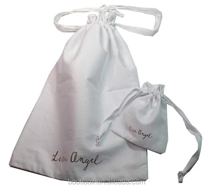 boutibox bb-t136 luxury white soft cotton drawstring pouch bags