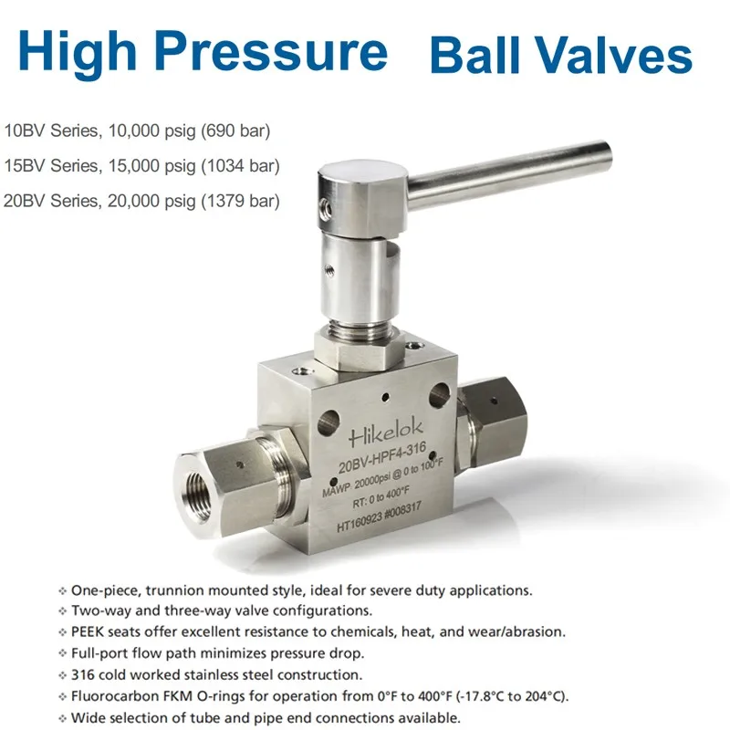 Hikelok 20000 Psig High Pressure Three Way Ball Valve Proportional 2