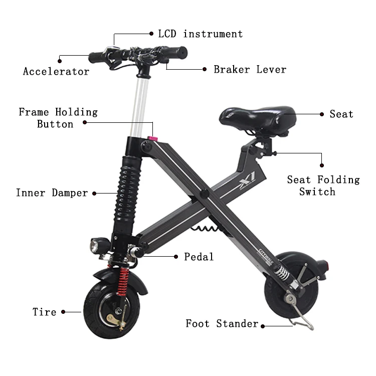 China Manufacture CE Approved Adult Folding 2 Wheels Electric Scooter with Seat