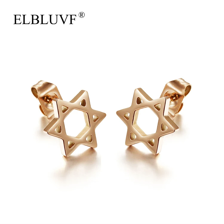 ELBLUVF Stainless Steel Gold Plated Star Jewelry Star of David Earrings Wholesale For Women, Rose gold , steel color
ELBLUVF Stainless Steel Gold Plated Star Jewelry Star of David Earrings Wholesale For Women, Rose gold , steel color