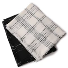 Houndstooth Check Wool Stole light weight womens chunky classic pure merino wool woven shawls wrap