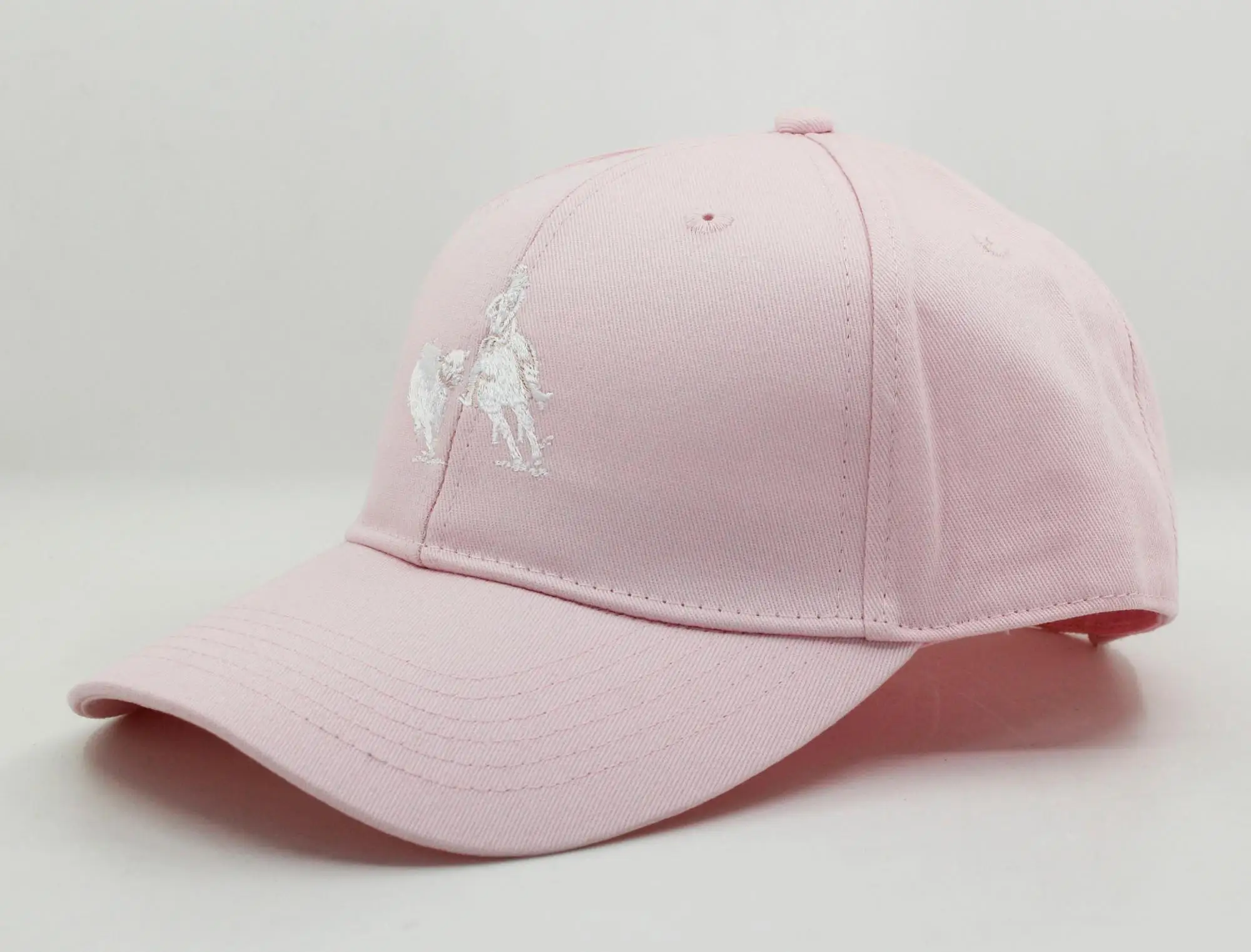 custom 6 panel structured pink baseball cap