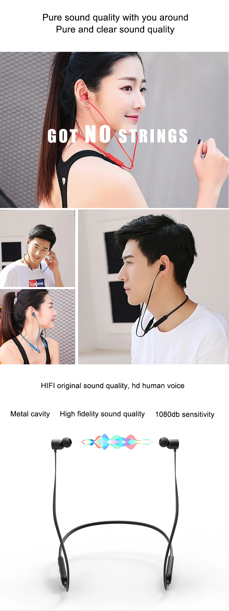 OEM custom in ear neckband bluetooth headphone bluetooth headset made in china - ANKUX.COM
