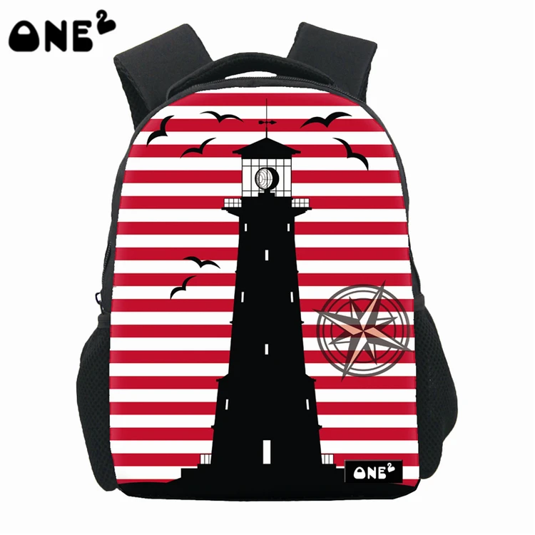 ONE2 Design red striped black Lighthouse school bag backpack for girls kids students, Customized
ONE2 Design red striped black Lighthouse school bag backpack for girls kids students, Customized