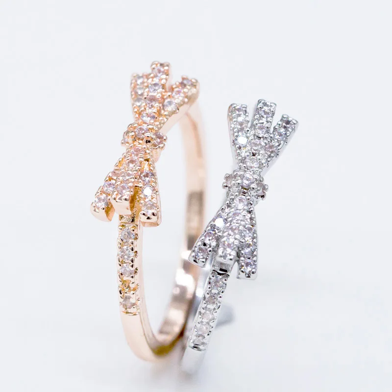 CAOSHI Fashion Silver & Rose Gold Literary Diamond-encrusted Bow Ring Simple Strip Tail Knot Ring for Girls
CAOSHI Fashion Silver & Rose Gold Literary Diamond-encrusted Bow Ring Simple Strip Tail Knot Ring for Girls
