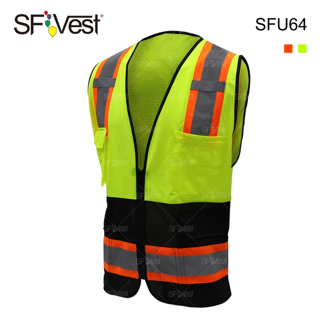 sell style black bottom hi vis reflective security safety vest