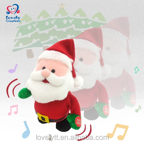 7" Wholesale Mini Xmas Decoration Dancing And Singing santa Plush Toy For Gift