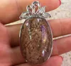 oval shape natural rutilated phantom quartz crystal bead pendant jewelry