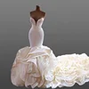 2019 Sleeveless Deep V Neck Mermaid with Ruffle Skirt Wedding Dress Bridal Gown