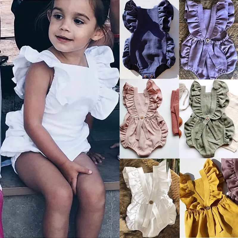 2019 Summer Newborn Baby Girl Ruffle Solid Color Romper Sleeveless Backless Cotton Jumpsuit Toddler Strap Outfit Clothes
2019 Summer Newborn Baby Girl Ruffle Solid Color Romper Sleeveless Backless Cotton Jumpsuit Toddler Strap Outfit Clothes