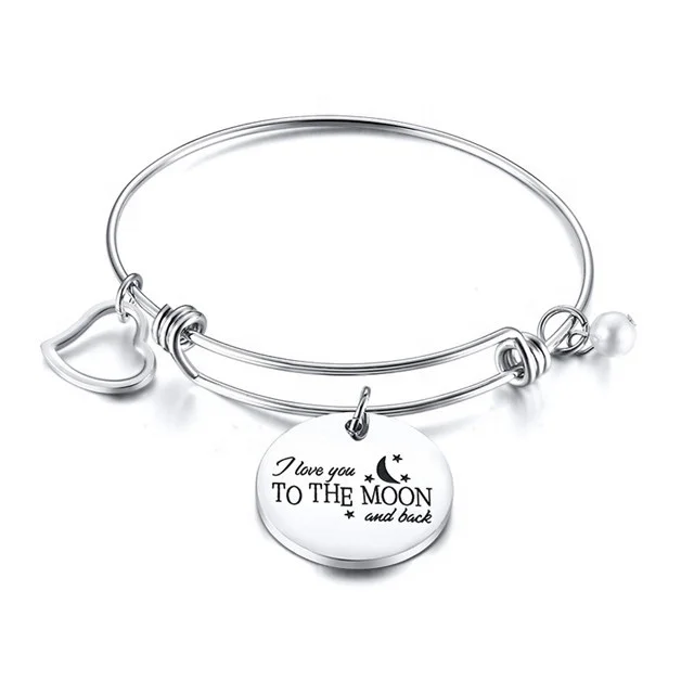 316L Stainless Steel With Pearl Love You To THE MOON And Back Women Adjustable Bracelet, White
316L Stainless Steel With Pearl Love You To THE MOON And Back Women Adjustable Bracelet, White