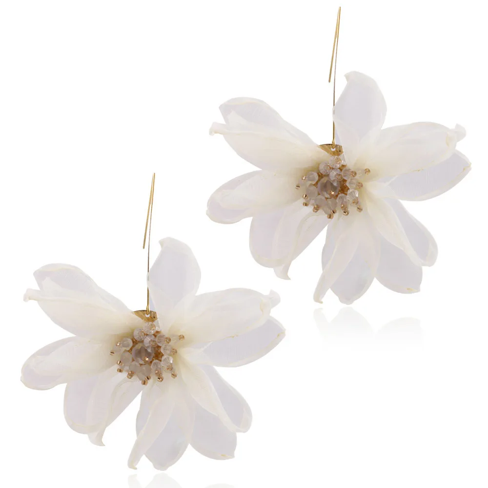 Wholesale Women Hook Earring Jewelry Fashion Big Crystal Colored Fabric Flower Earring, Black white purple
Wholesale Women Hook Earring Jewelry Fashion Big Crystal Colored Fabric Flower Earring, Black white purple