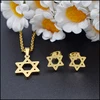 American luxury five pointed star earrings jewelry set geode druzy pendant