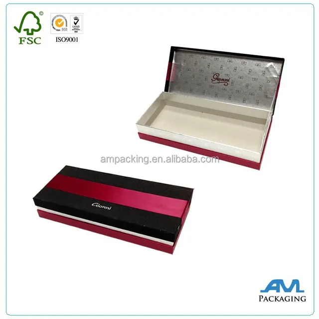 custom made fabric surface hinged cosmetic gift box with ribbon