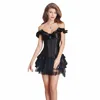 Wonder Beauty 2016 Steampunk Corset Dress Red Black Sexy Lace Gothic Corsets and Bustiers Women Retro Halloween Party Dress -C5