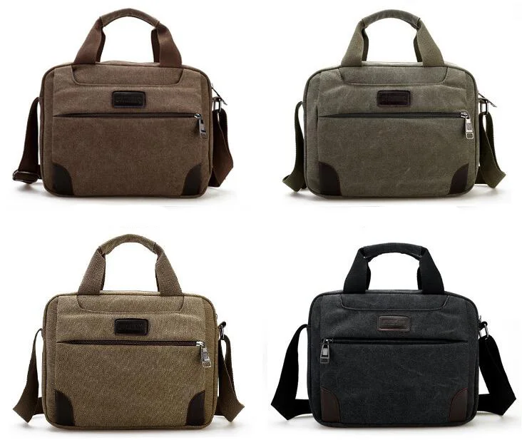 High quality mens briefcase canvas shoulder laptop messenger bag