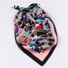 Hot sale lady elegant 100% silk scarf shawls digital printed 55*55