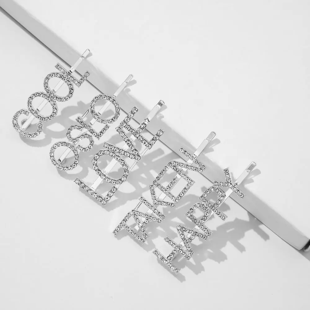 Silver Hair Clip Hairpins Accessories Bridal Crystal Rhinestone