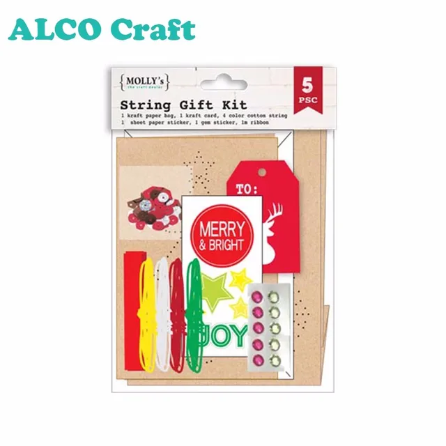 kraft paper bag string art gift craft kit for christmas