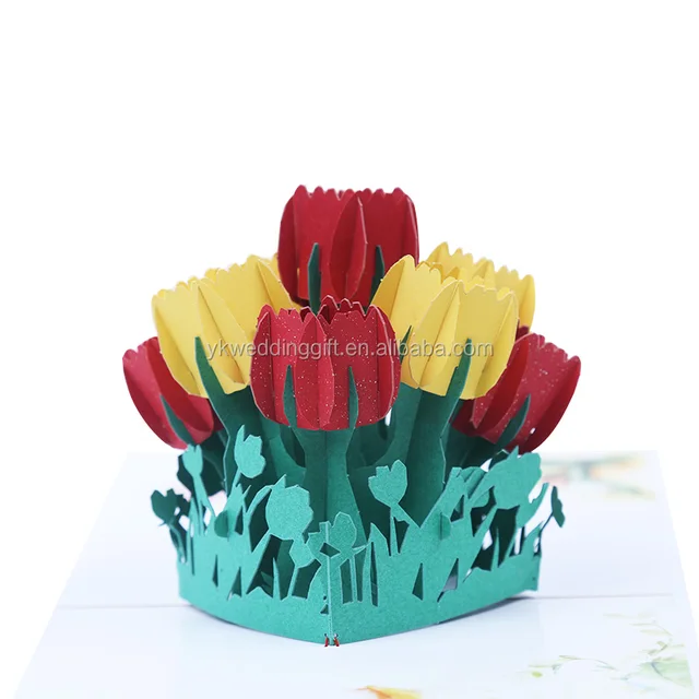 beautiful tulips 3d flowers pop up happy birthday greeting cards