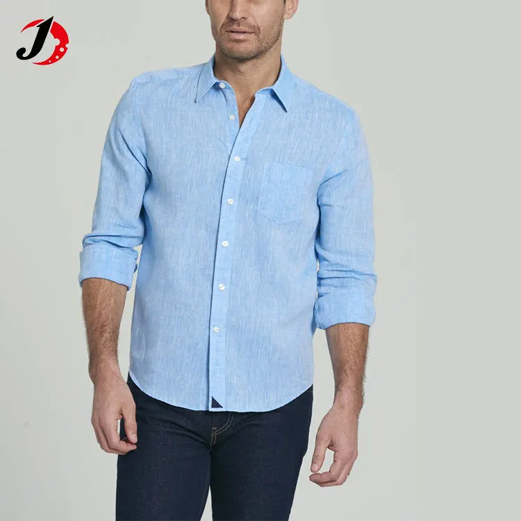 Dongguan Factory Supplier High Quality Long Sleeve Linen T Shirt Men Breathable Anti-wrinkle Men Casual Shirt