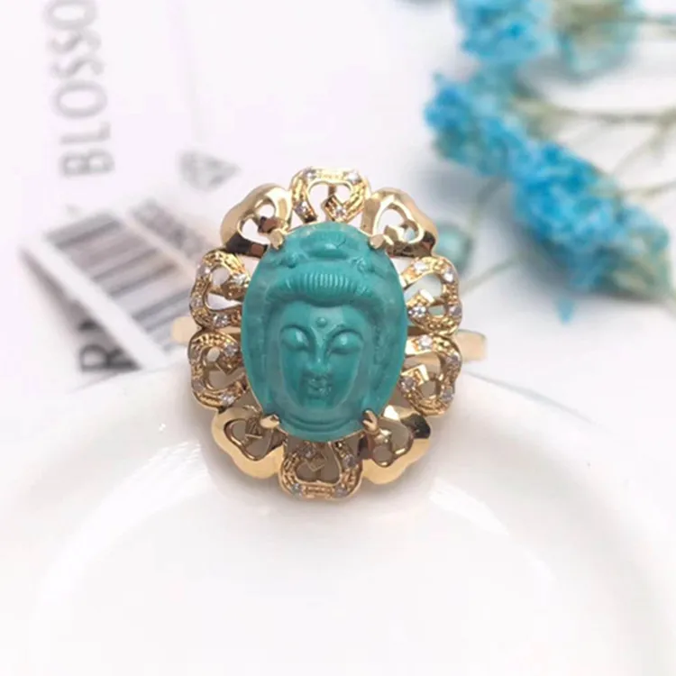 fashion latest product 18k gold natural blue-green Chinese buddhist patriarchturquoise ring for male female
fashion latest product 18k gold natural blue-green Chinese buddhist patriarchturquoise ring for male female