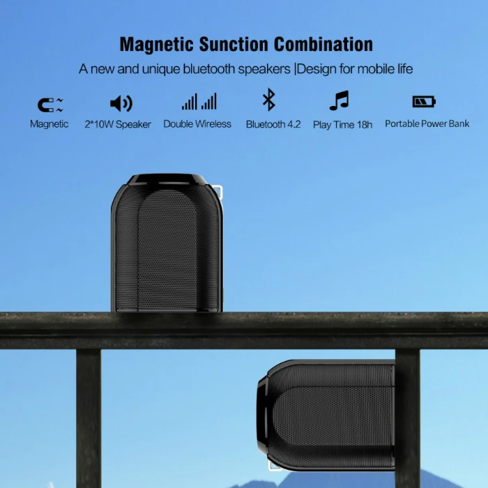 2019 Latest magnetic portable 20W tws waterproof sports bluetooth speaker wireless 4.2 for music with deep bass - ANKUX.COM