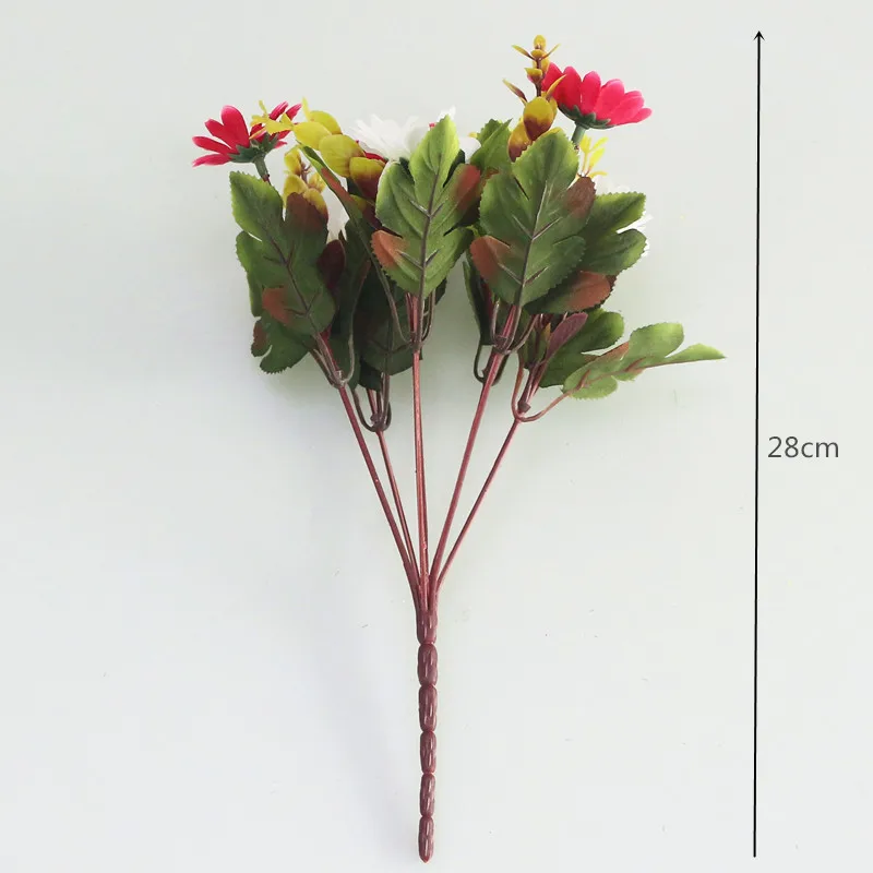 Flone Lovely Mini Daisy Imitation Flower European Style Oil Painting Chrysanthemum Silk Flower Wedding Home Party Decor (14)