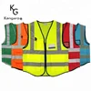 Practicability Custom 2 Pockets Neon Green Safety Vest With Reflective Strips