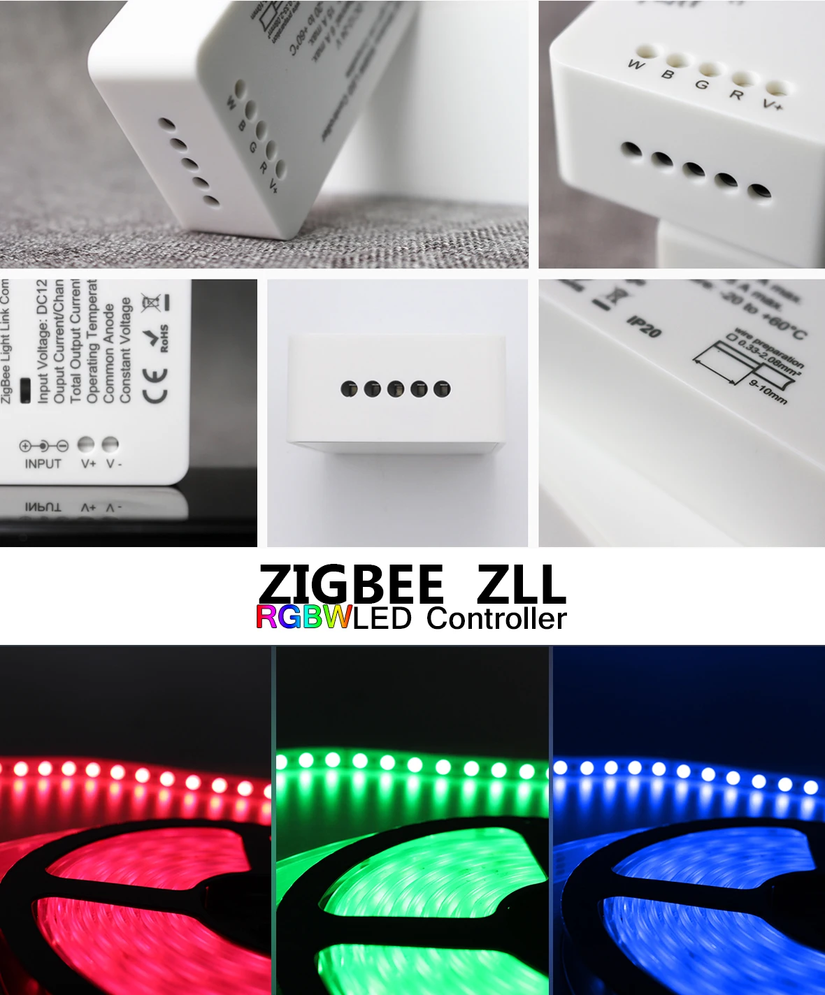 ABS Shell CE RoHS FCC Certified Amazon hot selling DC12-24V 15A ZigBee RGBW controller for LED Strip light - ANKUX.COM
