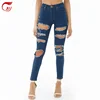 Sexy women torn denim plus size pant jean