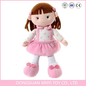 13 inches good birthday gifts plush girl with dress for kid