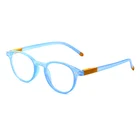 FONHCOO Customized Blue Round Frame High Nose Bridge Reading Glasses