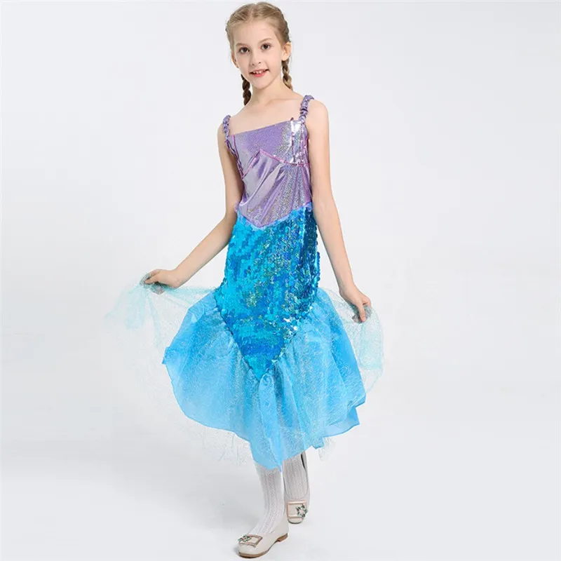 2019 модное вечерние праздничное детское платье принцессы для девочек на Хэллоуин Карнавальный Костюм Русалки