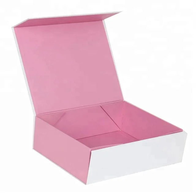 foldable cardboard rigid packaging pink apparel boxes