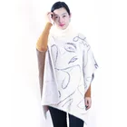 Velvet Embroid Vison Fur Jacquard Clip Wool Shawl