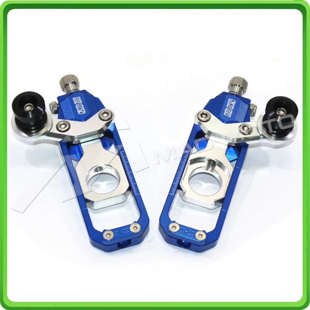 Motorcycle Chain Tensioner Adjuster with paddock bobbins for Kawasaki ninja ZX10R ZX-10R 2011 2012 2013 2014 2015 Blue&Silver (2)
