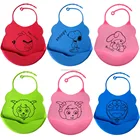 Sedex Factory Waterproof easily wipes clean and comfortable soft silicone baby bib cartoon logo