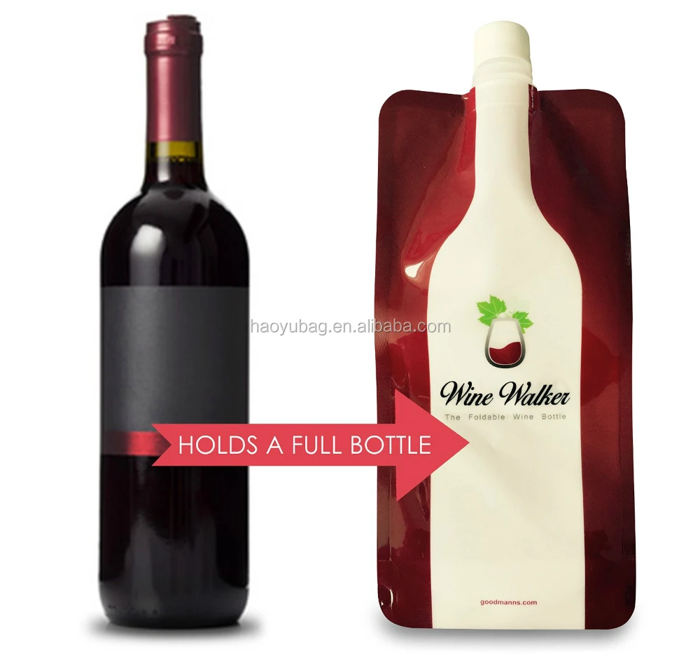 Collapsible Reusable Foldable Plastic Wine Bottle With Spout,Custom