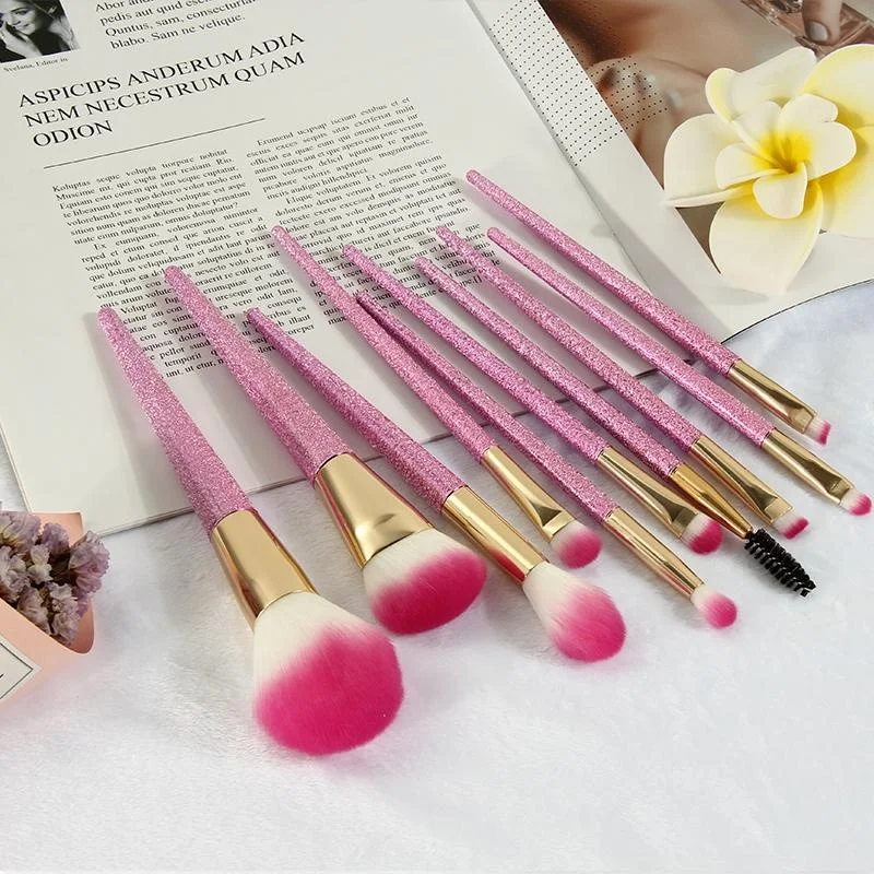 Hot Selling Pink Glitter Makeup Brushes 10pcs Cosmetic Foundation Comtour Blush Powder Eyeshadow Makeup Brush Set
Hot Selling Pink Glitter Makeup Brushes 10pcs Cosmetic Foundation Comtour Blush Powder Eyeshadow Makeup Brush Set