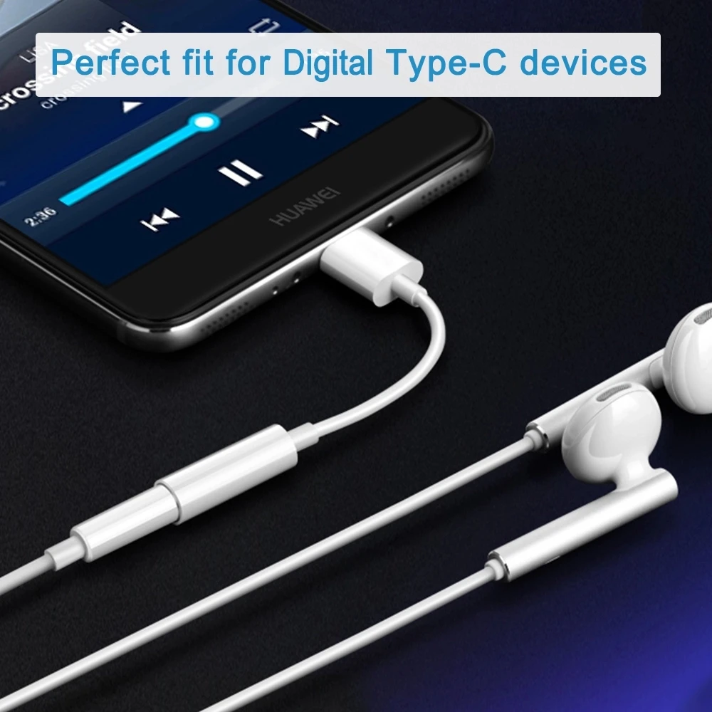 Type C Earphone Audio Cable Adapter Type-C to 3.5 mm Earphone Microphone Headset Audio Aux Adapter for samsung  S10