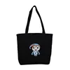 Promotional Customized Logo Black Canvas Tote Bag For Shopping